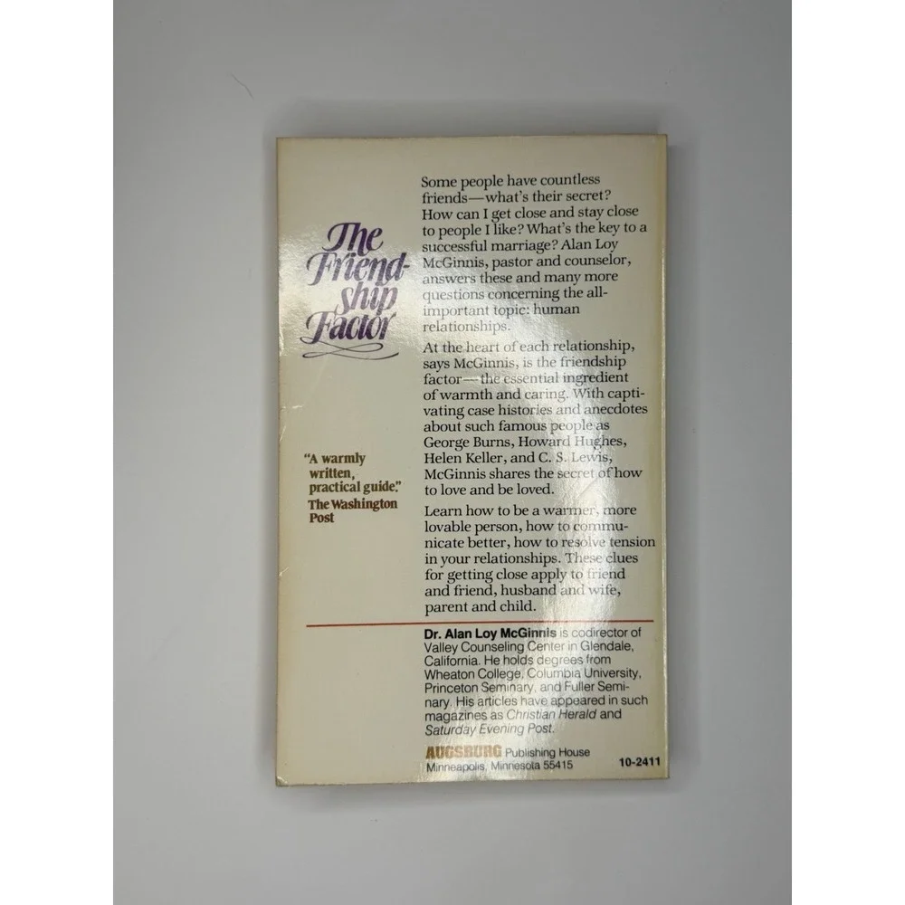 The Friendship Factor Alan Loy McGinnis Paperback Augsburg Vintage Friendship